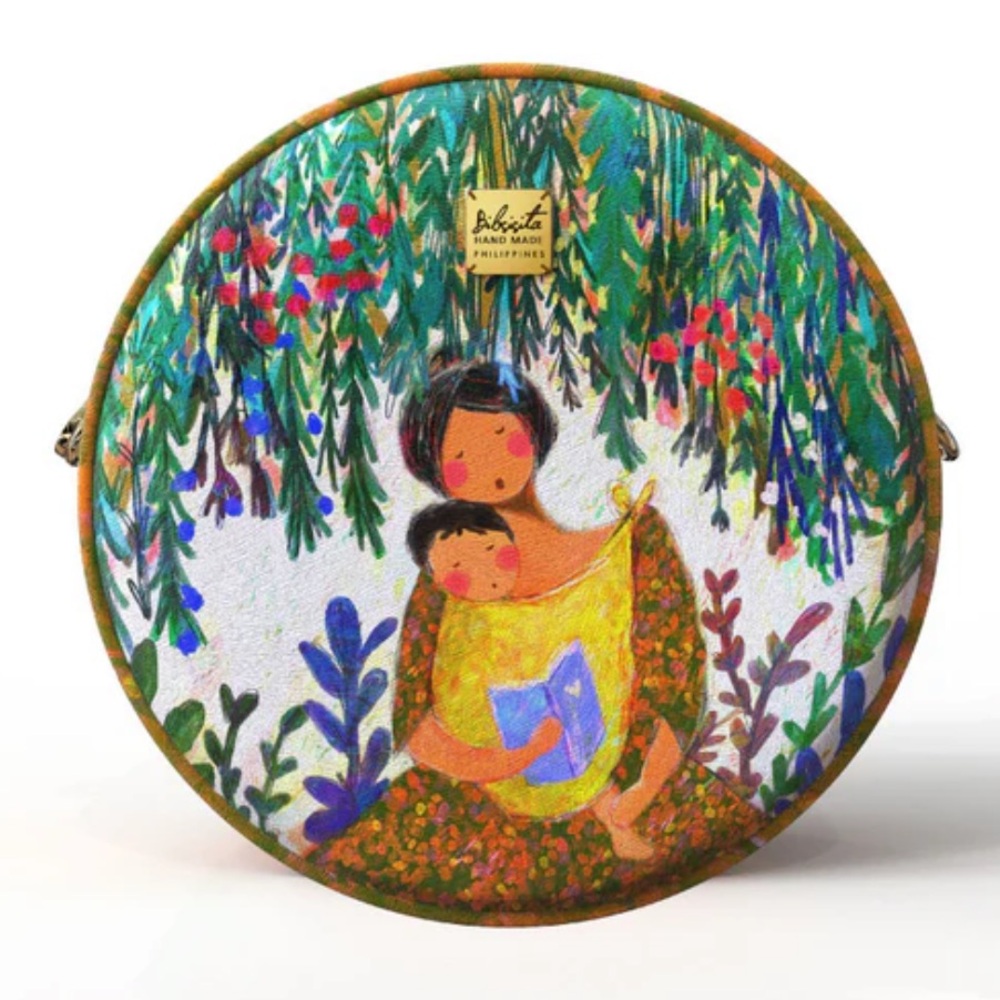NWT Bibsisita Round Shoulder Bag with “Nanay” Art Design